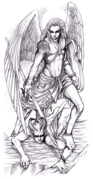 Архангел Михаил и Люцифер Татуировка