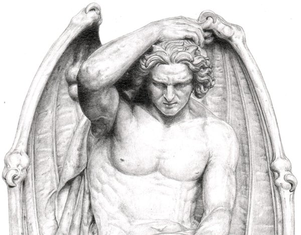 Статуя Люцифера карандашом