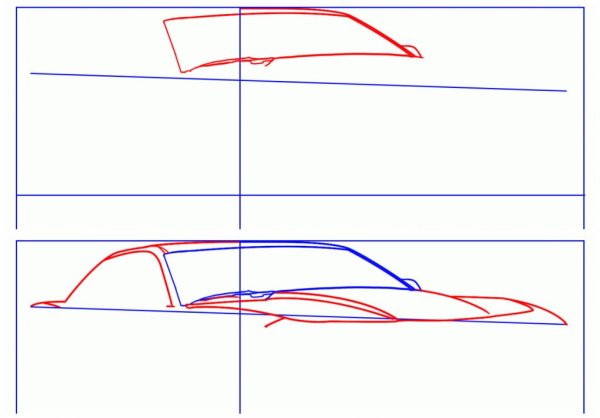 Этапы рисования автомобилей