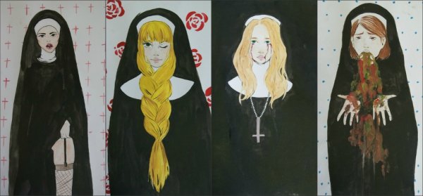 Красивая прическа для срисовки монашка