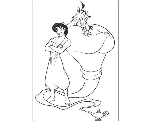 Рисунок карандашом Джин из Алладина