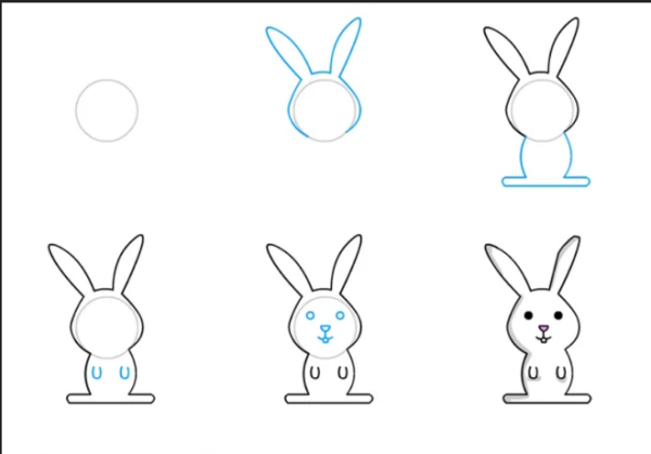 Пошаговое рисование кролика