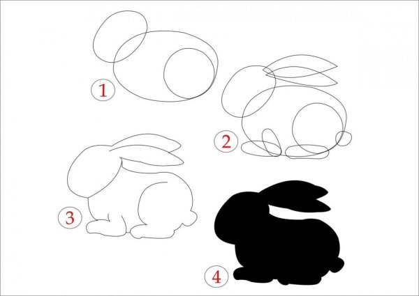 Поэтапное рисование зайца
