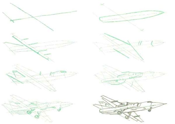 Поэтапное рисование самолета