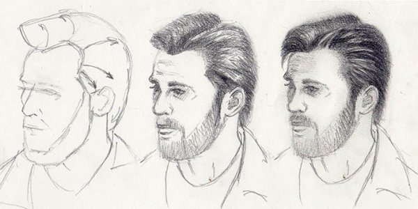 Мужские прически рисунки карандашом