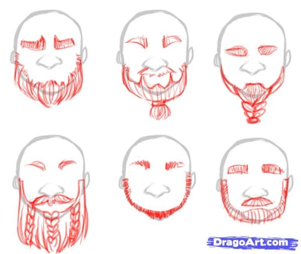 Борода рисование поэтапно