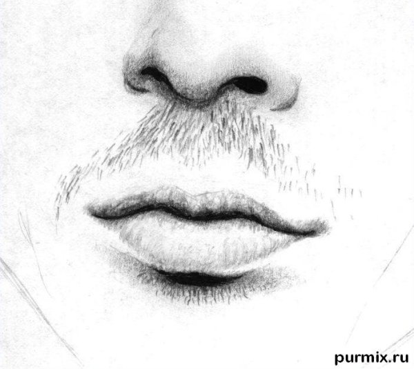 Карандашом парень усы