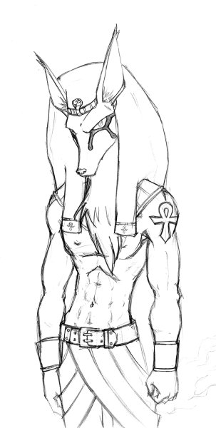 Нарисовать Анубиса карандашом поэтапно