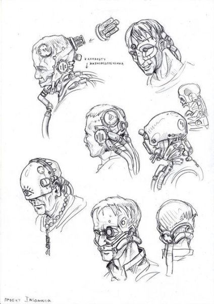 Скетч карандашом киберпанк