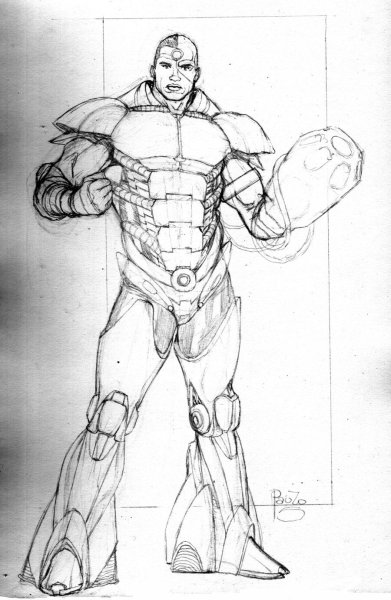 Нарисовать киборга карандашом