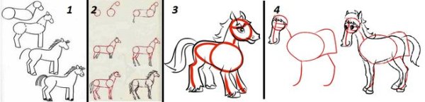 Нарисовать лошадь с повозкой поэтапно