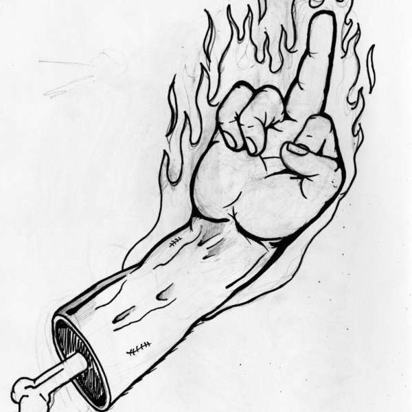 Рука с сигаретой эскиз