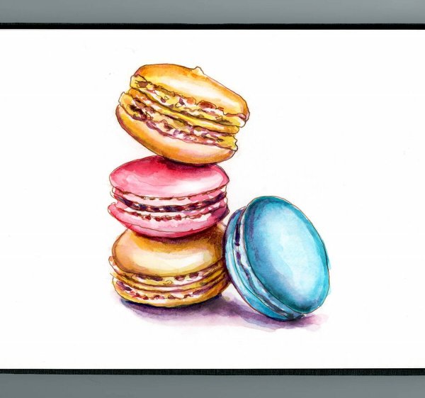 Макарон акварель