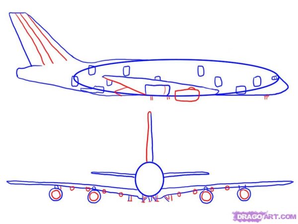Нарисованный самолет сзади