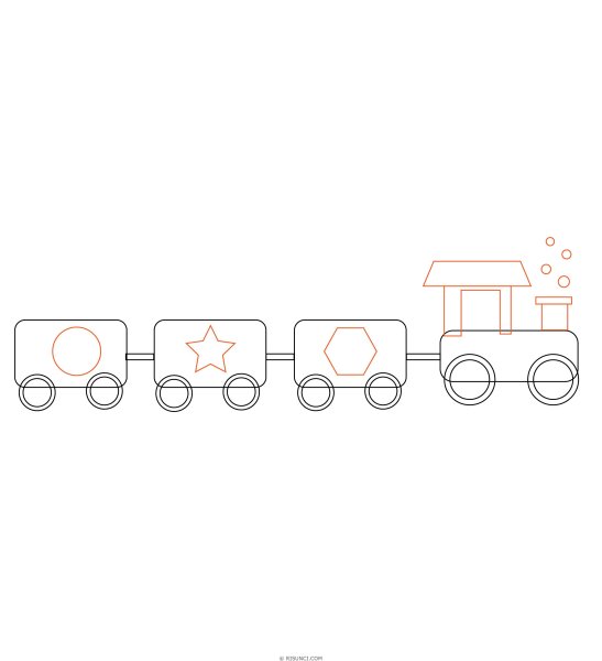 Поэтапное рисование паровоза для детей