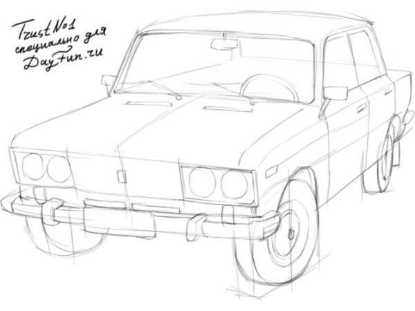 Рисунки карандашом машины Жигули