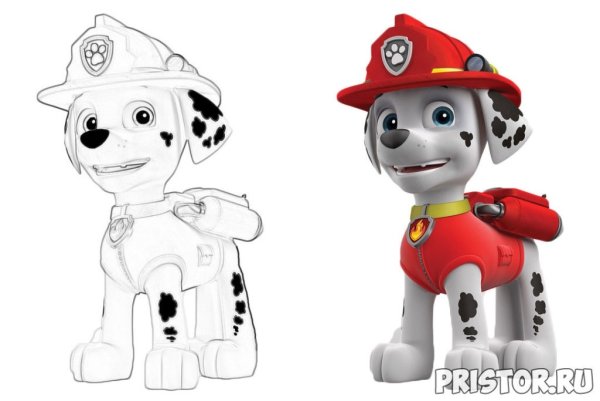Разукрашки Щенячий патруль Маршал