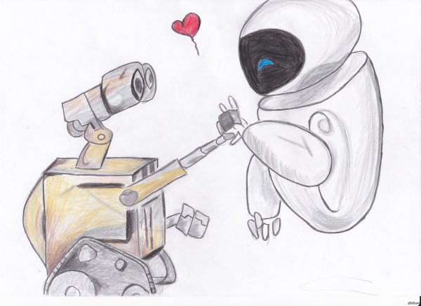 Валли и ева для срисовки