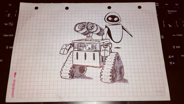 Картинки по клеточкам в тетради Валли и ева