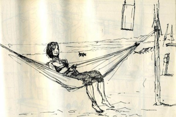Человек в гамаке рисунок