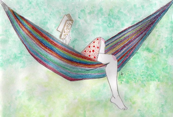 Пальма с гамаком чб