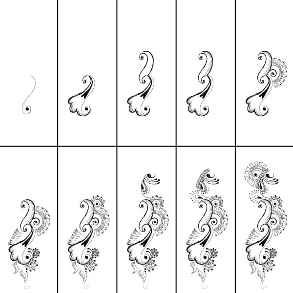 Поэтапное рисование хной