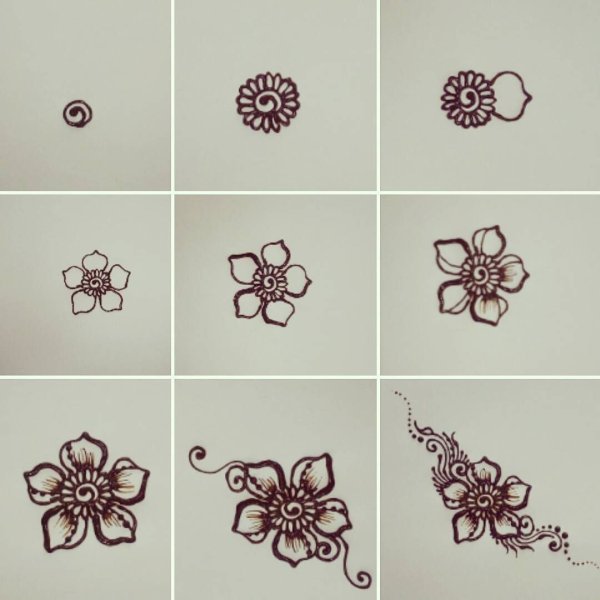 Рисунки мехенди для начинающих пошагово