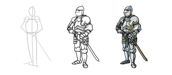 Поэтапное рисование рыцаря