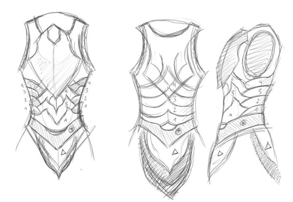 Скетчи женских доспехов
