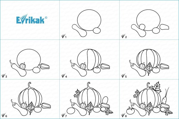 Нарисовать поэтапно дары осени
