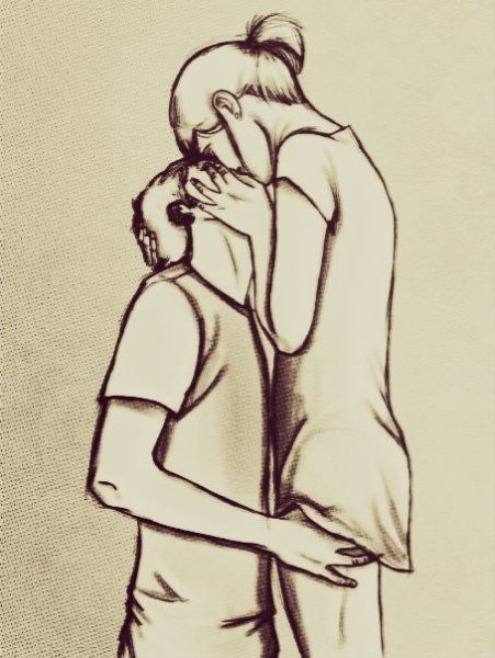Обнимающиеся люди рисунок
