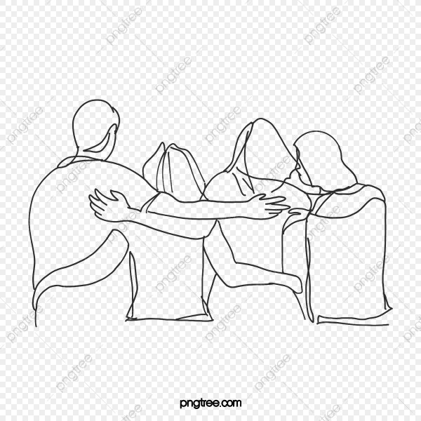 Много обнимающихся рисунок