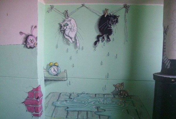 Разрисованные стены в подъезде