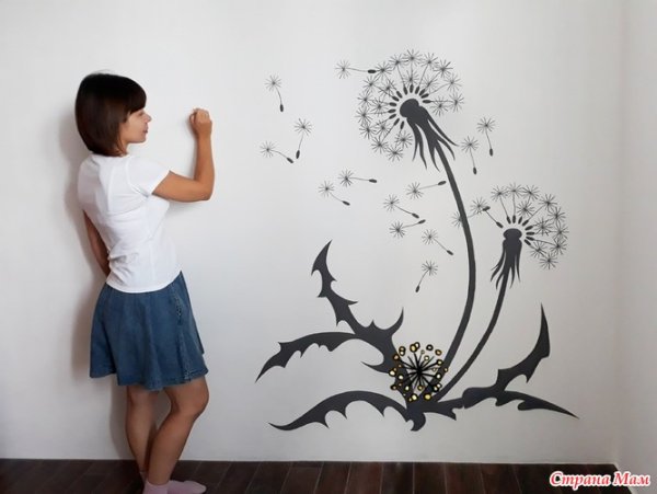 Одуванчик для рисования на стене