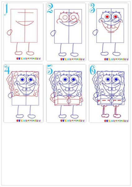 Как нарисовать губку Боба