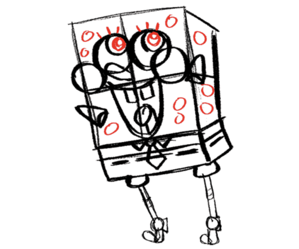 Нарисовать дом Спанч Боба