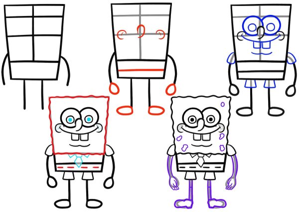 Пошаговые рисунки Спанч Боб