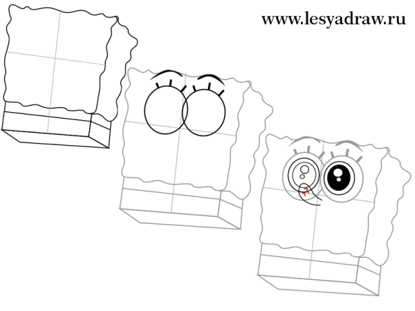 Спанч Боб нарисовать карандашом поэтапно