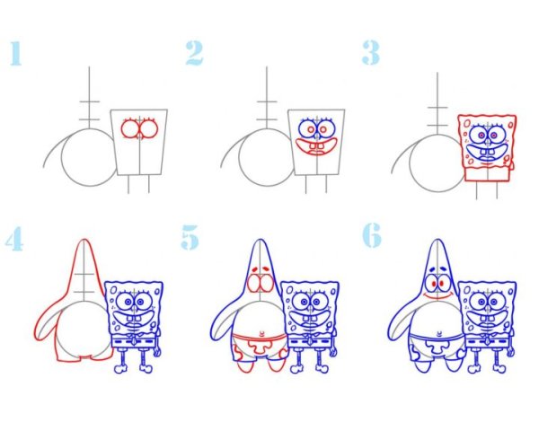 Нарисовать Спанч Боба поэтапно
