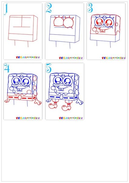 Нарисовать Спанч Боба поэтапно