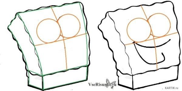 Спанч Боб поэтапно карандашом для начинающих