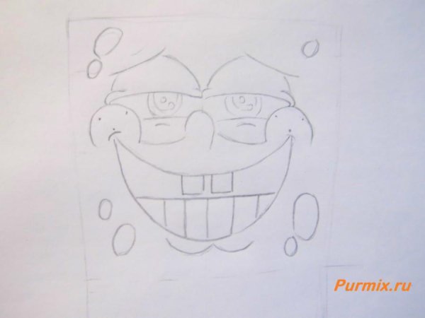 Рисунок простым карандашом для начинающих поэтапно Спанч Боб