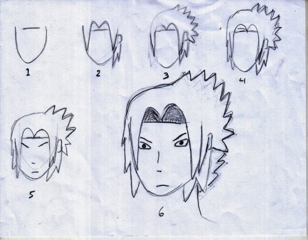 Нарисовать лицо Саске