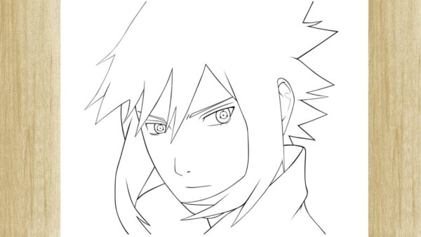 Рисунок Саске карандашом не сложный
