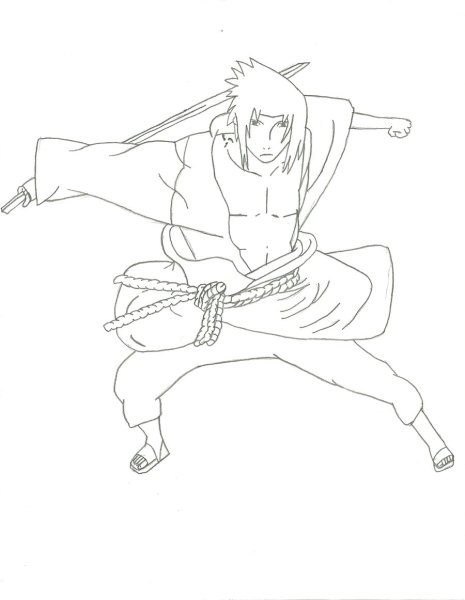 Нарисовать Саске Учиха в полный рост