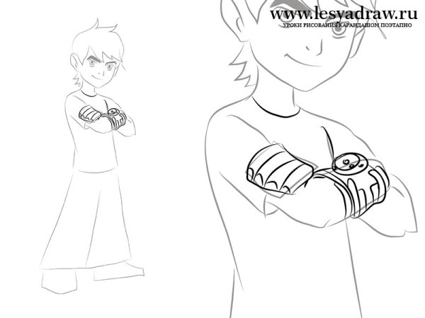 Бен из нарисовать поэтапно