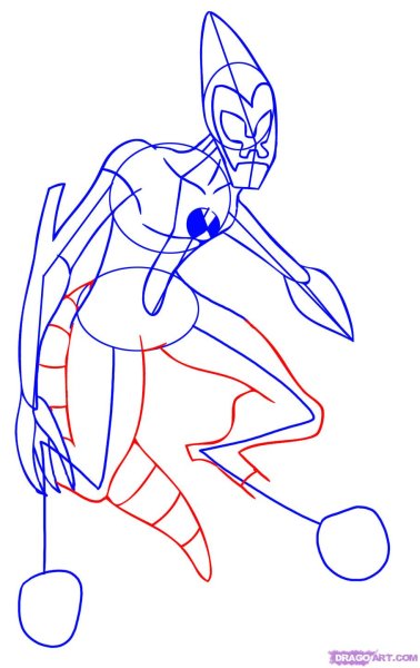 Бен 10 нарисовать поэтапно