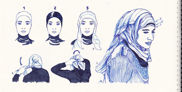 Платок на голову рисунок