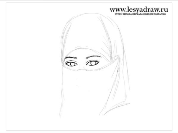 Женщина в парандже рисунок карандашом