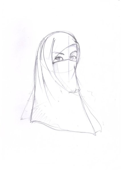 Нарисовать девушку в хиджабе карандашом
